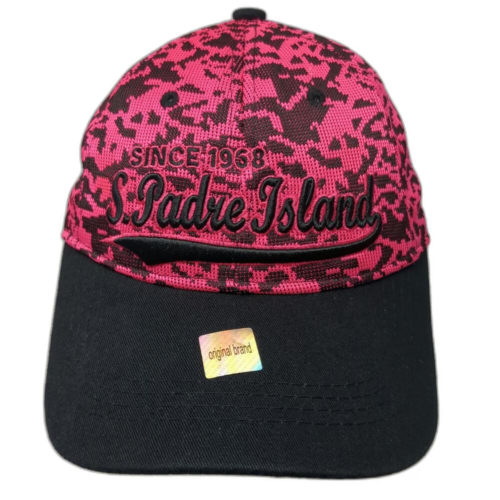 Lucky 7 S. Padre Island Pink Baseball Cap One Size Knit Pattern Hat Strapback
